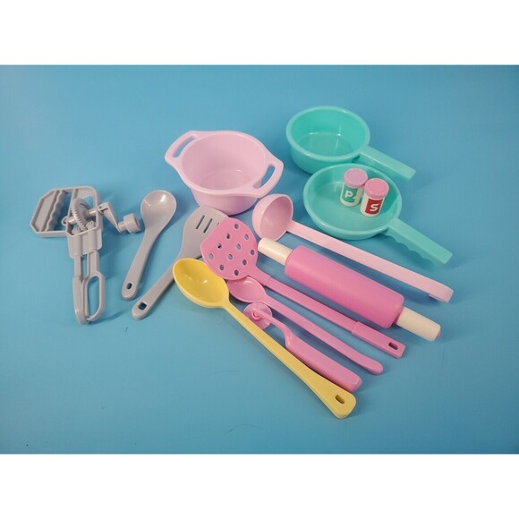 Pretend Cooking Set Pot Pan Spoons Mixer Plastic Play Circle Battat 13 Pieces - Picture 11 of 12